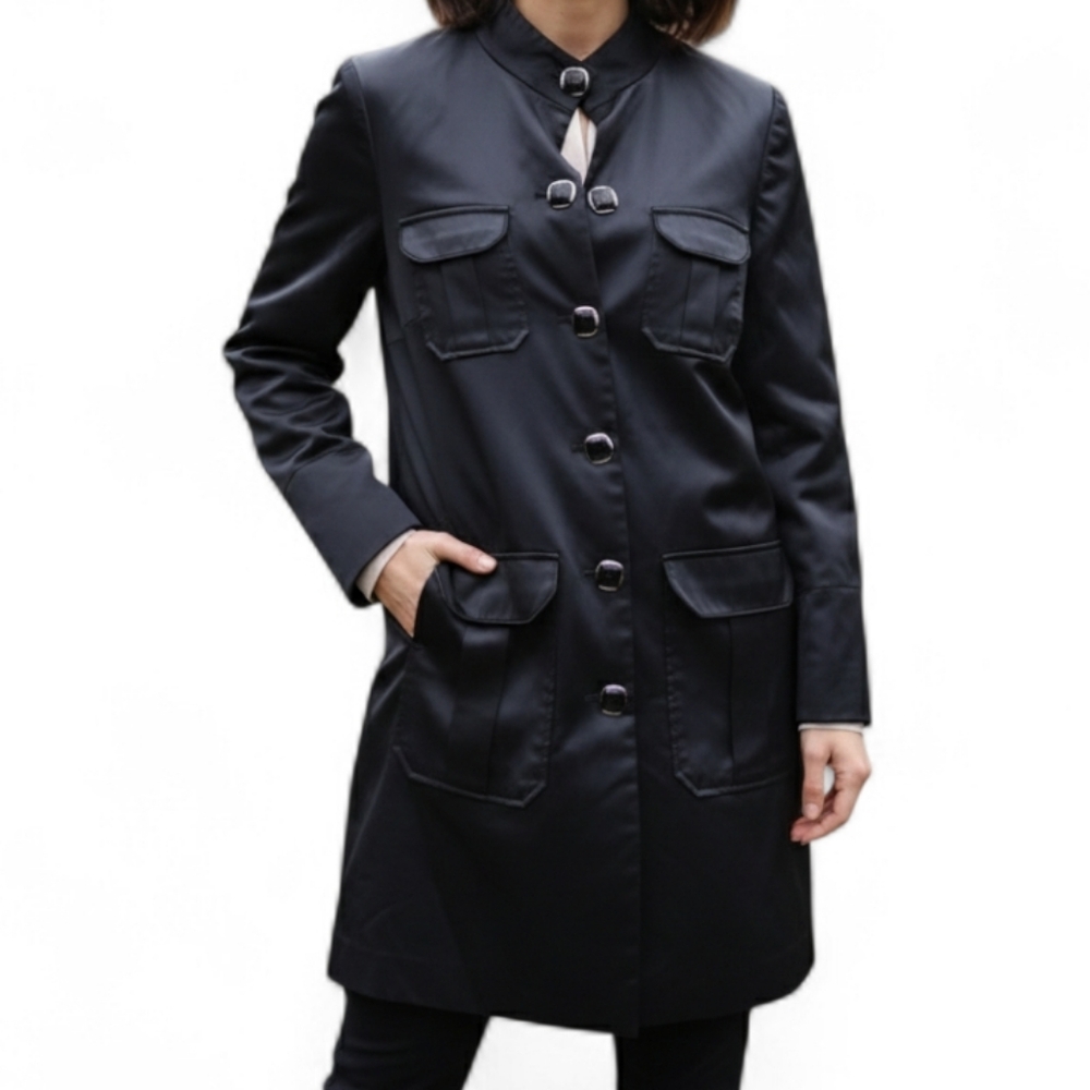 Dana Buchman Vintage Black Button-Up Coat Jacket Size XS